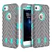 Produktbild FQIAO iPhone 7 PC+TPU Zurück Hülle 2-in-1 Stoßsicherer Hybride Schützend Anti-Rutsch Dauerhaft Schutz Abdeckung für Apple iPhone 7 4.7 Zoll 2016 Freisetzung-(Grün+Grau)