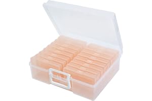 Naivees 4" x 6" Photo Storage Case with Handle, 16 Inner Photo Organizer Keeper, Extra Large Storage Picture Boxes, Seed Storage, Transparent Craft Keeper (Pink)
