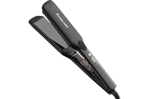 ANNLARY 1.75 Inch Hair Straightener, Professional Titanium Plate with Ceramic Coating Ionic Dual Voltage Flat Iron with Anti-Iron Silicone for Less Frizz, Shinier & Smoother Hair