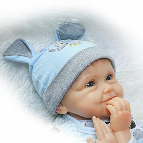 NPK NEW 22'' 55CM Silicone Lifelike Reborn Baby Doll Newborn Boy Dolls Cute Smiling Baby Gift Free Magnet Pacifier Dummy