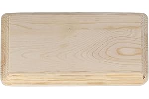 INNSPIRO Peana madera de pino macizo rectangular inf. 24x14cm. sup. 22x12cm. alt. 1,5cm. Base de madera para pintar, decorar y hacer manualidades.