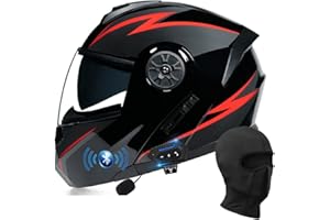 BYGMWEP Klapphelm mit Bluetooth, Integriert Motorradhelm, ECE Zertifiziert Integralhelm mit Doppelvisier, mit Eingebautem Mikrofon für Automatische Reaktion, für Erwachsene Frauen Männer