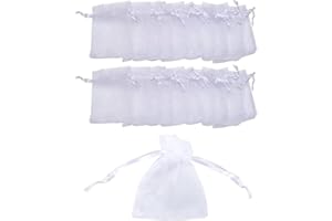 Gunwon 20Pcs Small White Organza Gift Bags, 2.76"x3.54" Jewellery Pouches Organza Bag, Drawstring Bags, Wedding Jewelry Pouches Perfect For Party Supplies, Christmas, Birthday, Anniversary