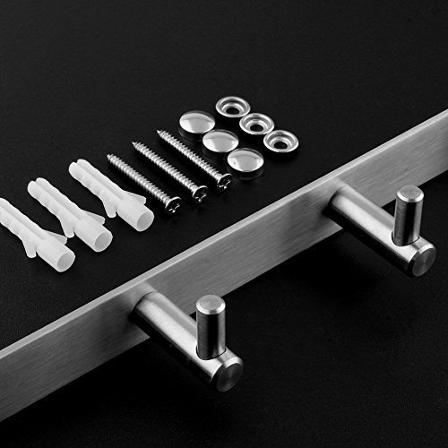 HOMFA Hakenleiste Kleiderhaken Edelstahl rostfrei Wandgaderobe Handtuchhalter Garderobenhaken Wandhaken Mehrzweckhaken gebürstet ca. 30kg belastbar 8 Haken - 9