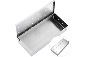 Grill Smoker Box, BBQ Smoker Box for Wood Chips Portable Grilling Accessories with Holes&Lid, KEPKKU BBQ Accessories Fish Meat Stainless Steel Garden Cooking Equipment for Charcoal/Gas Barbecue Grill