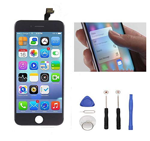 Ecran LCD Display pour iPhone 6 (4.7 pouces), VicTora écran tactile LCD de Rechange pour montage complet pour iPhone 6 avec kit d'outils - Noir