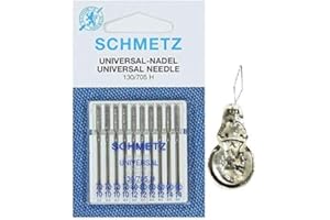 Schmetz - Aghi per macchina da cucire universali (regolari/standard), misure assortite 70/10, 80/12 e 90/14 (confezione da 10) Assorted 70-90 + 2 Threaders