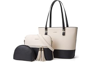 AioTio Borsa Donna Set Borse a Mano Borse a Tracolla Grande Borse a Spalla Borse Tote in Pelle PU Borse Donna Elegante 4 Pezzi Set