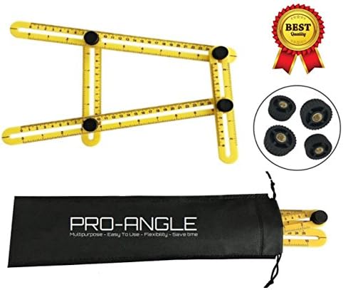 Angleizer Template Tool Multi-Angle Four-Sided Precision Measuring Ruler | Four-Side Folding Mechanism Angle-izer Measures All Angles and Forms | Yellow & Black Durable Plastic | Upgraded Metal Screw Treads | Professional & DIY Instrument for Craftsmen Engineers Builders Handymen Tilers Joiners Carpenters | FREE CARRY BAG WORTH £2.99 INCLUDED
