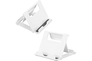 Amaxiu Składany stojak na telefon, mini tablet, stojak na telefon, wielokątny uchwyt na telefon komórkowy, przenośna stacja dokująca na biurko, do domu, oglądania filmów, 2 szt., biały