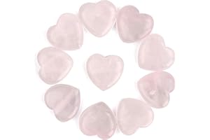 Cozlly 10 Pezzi Quarzo Rosa, Quarzo Rosa Cuore, Cristallo Rosa Naturale Amore a Forma di Cuore, Pietra a Forma di Cuore Rosa Cristallo, Pietra di Palma, Pietra Preziosa Semipreziosa Decor