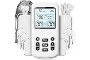 BESTEK Electroestimulador Muscular TENS/EMS 3-en-1, 28 Modos Dual Channel - Dispositivo Portátil de Alivio del Dolor con 8 Electrodos y Bolsa, Máquina de Masaje para Espalda, Cuello y Recuperación Muscular