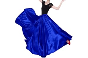 Backgarden Eleganter Damenrock aus Satin, lang, für Ballsaal, Bauchtanz, Performance, Kostüm, Kleid, 20 Meter