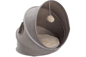 MON AMI LUKI - Panier Tunnel Retractable - Gris - 38X42CM - Gris - Chat - 38 X 42 CM