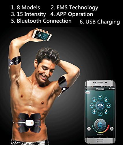 Electronic Muscle Stimulation, Muscle Stimulator Physical Fitness Training Muscle Toner Machine Weight Loss Smart Wearable Home Training abs belt for Men Women Bluetooth connetion APP Operation Weight