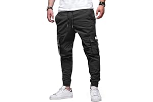 Elegancity Pantalon Cargo Hombre Pantalon Chino Jogger Pants Pantalon Cargo Elastico Hombre con 6 Enchufes S-XXL