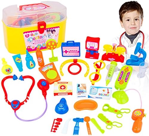 Vicoki 30pcs Kids Children Bbies Pretend Play Doctor Playset Medical Case Equipment (Color Random)