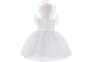 Lito Angels Biała sukienka z haftem Bapteme z koronkowym kapeluszem dla dziewczynki Rozmiar 6-24 miesięcy
