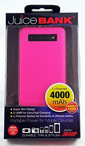 Juice Bank portable phone charger - 4000 mAh - Pink