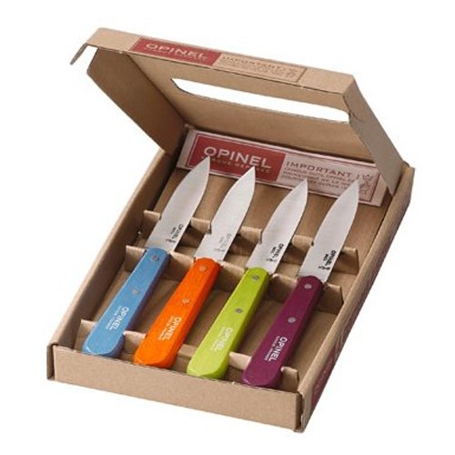 Opinel Küchenmesser-Set, lebendige Farben, 4 Messer Nr. 112