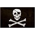 Klicnow Jolly Roger Pirate Flag (with Patch) 5ft x 3ft