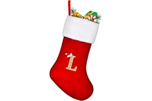 TOPWAYS Weihnachtsstrumpf Personalisiert Großes 45 cm,Weihnachtsbäume Nikolausstrumpf, Strümpfe mit Buchstaben roter Kamin, hängende Weihnachtsmann-Socken für Weihnachtsbaum und Heim (L)