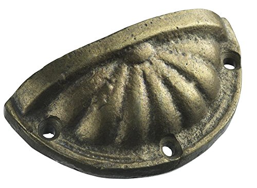 Preisvergleich Produktbild Madam Stoltz * Muldengriff, Möbelgriff, Muschelgriff, Gusseisen, Antik-Kupfer