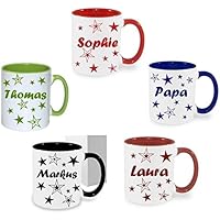Tasse Kaffeebecher Kaffee Tasse mit Namen bedruckt Namentasse mit Wunschnamen Sterne.Geschenk Geburtstag personalisiertes Geschenk