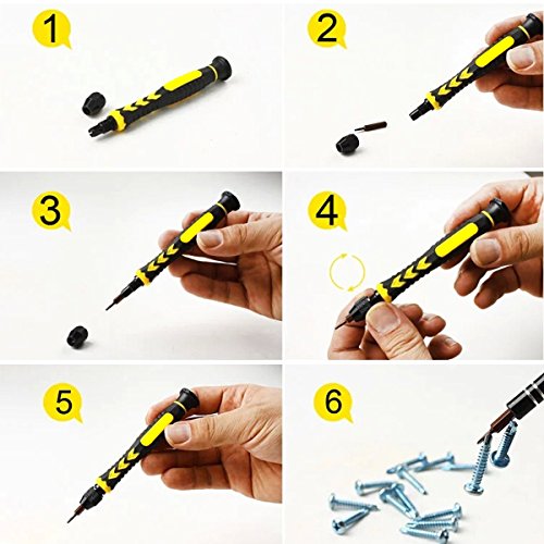 Mini Schraubendreher Set Repair Tool Kit 38-teilig Magnetisierbar Torque Schlitz Kreuzschlitz Etui MECO für Smartphone / Handy / Laptop / PC / iPhone / MacBook - 5