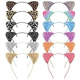 Paquete: estas diademas de orejas de gato incluyen 12 colores diferentes, combinan con tus diferentes trajes y satisfacen tus necesidades para el uso diario y decoración de fiestas.