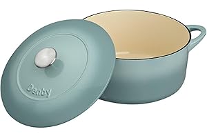 Denby - Pavilion Blue Cast Iron Casserole Dish - Dutch Oven, Oven Safe Pot, Enamelled - 26cm, 5.4L Capacity - Round