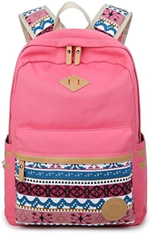 SIncek Sincek Canvas Lightweight Student Backpacks for Girls School Bags Pink