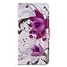 Produktbild Huawei Y6 2018 Hülle, Huawei Honor 7Ahüle, Alfort Prämie PU Leder Schutzhülle Lederhülle für Huawei Y6 2018 / Honor 7A () Tasche Wallet Flip Case Cover mit Karten Steckplatz (Lila Blume)