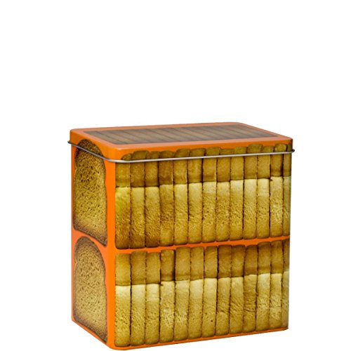 Zwieback-Dose mit Zwieback-Motiv - Weißblech - Deckel aufklappbar - 15,1 x 9 x 15 - Snack - BUTLERS