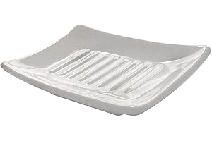 Gedy Queenstown, Maße und Gewicht: 2,5 x 11,5 x 8,5 cm & 1,6 kg, Seifenschale aus umweltfreundlicher Keramik, weiße Oberfläche, Design R&S, 2 Jahre Garantie, Unica