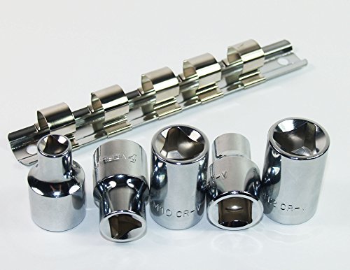 Craft-Equip 5tlg. Dreikant Steckschlüsselsatz 1/2″ Steckschiene M5-M12 - 3