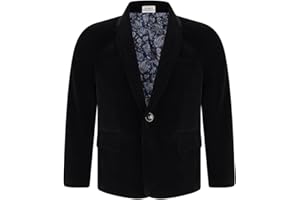GUM & BERRIES Boys Velvet Blazer Kid Suit Jacket Paisley Lining Smart Casual Formal Coat
