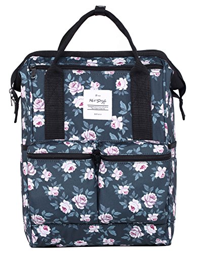 HotStyle DISA Fashion Blumen Damen Laptop Rucksack 14 zoll  44x27x17cm  - Rose Grau