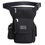 Eshow Herren Canvas Sportlich Freizeit Gürteltasche Bauchtasche Hüfttasche für Radfahren Joggen Kletterei Wandern Trekking Reisen Outdoor Sport, Schwarz