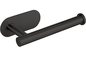 Eolax Porta Carta Igienica Autoadesivo, Barra Porta Carta Igienica da Bagno in Acciaio Inox SUS304, Nessuna Perforazione, Porta Carta Igienica a Muro (Nero)