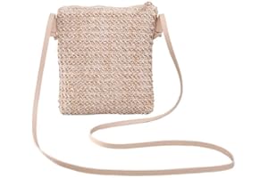 YFZCLYZAXET Strohtaschen Strandtasche Damenmode Strohtasche Rattan Gewebte Geldbörse Crossbody Messenger Bag Zopf Kleine Quadratische Handtasche Boho Beach