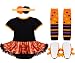 iiniim 4pcs Infant Baby Girls Headband Romper Dress Leg Warmers Shoes Outfits (9-12 Months, Orange Pumpkin)