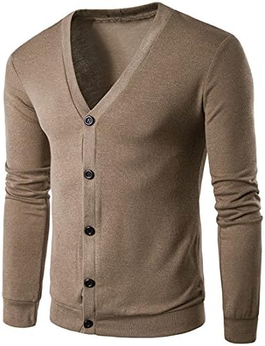 Men's Knitwear,Moonuy Men Autumn Winter Button V Neck Long Sleeve Knit Sweater Solid Fashion Casual Cardigan Handsome Newly Loose Coat Knitting Shirt Sweatshirt (XL, Coffee)