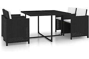 vidaXL Salon de Jardin Encastrable 5 pcs avec Coussins Mobilier de Jardin Mobilier de Patio Mobilier de Terrasse Mobilier d'Extérieur Résine Tressée Noir