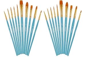 Artecho Pinceau d’art, Lot de 20 Peinture Brosse et Pinceau Professionnel pour Peinture Acrylique, à l'Huile, Gouache. (20Pcs）