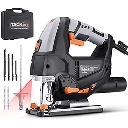 【Cadeau de Noël 】Scie Sauteuse TACKLIFE, 800W & 3000SPM, Laser & LED, 6 Vitesses Variables & 4 Modes de Coupe, Semelles Inclinables en Alliage, 6 Lames & Guide Parallèle avec Mallette, PJS02A