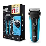 Braun Series 3 ProSkin 3040s Rasoir Électrique Homme Barbe, Noir/Bleu - Rasoir Électrique Rechargeable