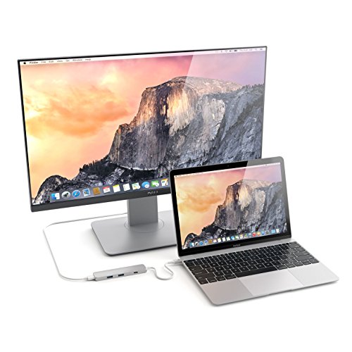 Satechi Slim Aluminium Typ-C Multi-Port Anschluss Hub Adapter mit Typ-C Ladeanschluss, 4K HDMI Videoausgang und 2 USB 3.0 Anschlüssen ultraleicht und mobil für Typ C Computer und Tablets wie MacBook Pro 2016, MacBook 2015/2016, Google Chromebook 2016 - 4