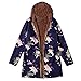Produktbild Mymyguoe Damen Wintermantel Warm Winterparkas Outwear mit Blumendruck und Kapuze Taschen Vintage Große Größe Kurz Mantel Coat mit Fleece-Futter Baumwolle Mantel Winterjacke Fleecejacke