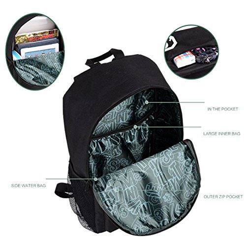 FEITONG Cool Boys Girls Outdoor Backpack Anime Luminous Backpack Daypack Shoulder School Bag Laptop Bag (Black, M)